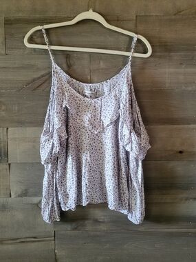 Abercrombie And Fitch Y2K Boho Floral Cold Shoulder Top L Romantic